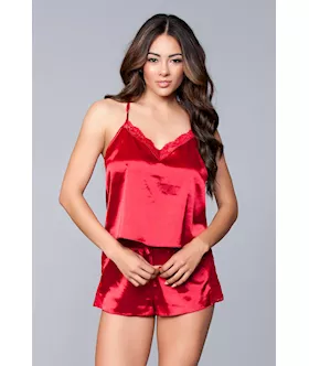 TwoPiece Relaxed Fit Satin Cami and Short Set 3X4X