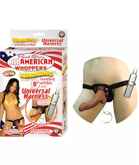 AMERICAN WHOPPERS VIBRATING DONG WITH UNIVERSAL HARNESS 8 Inch