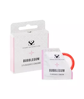 Share Satisfaction Bubblegum Flavoured Condom 3 Pack