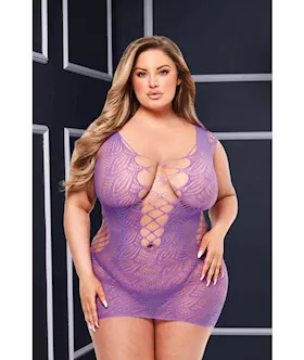 Baci Corset Front Lace Mini Dress Purple Q BX