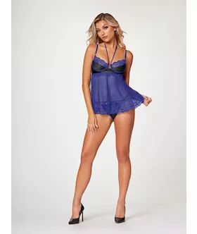 The Romantic Two Piece Babydoll Set STM11547BlueL